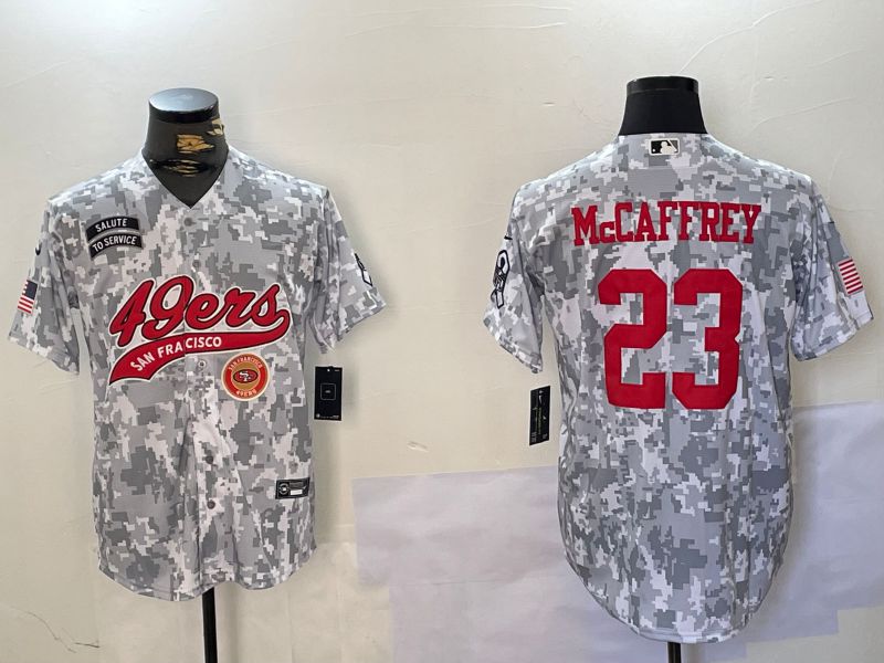 Men San Francisco 49ers #23 Mccaffrey Nike Arctic Camo 2024 Salute to Service Limited NFL Jersey style 5